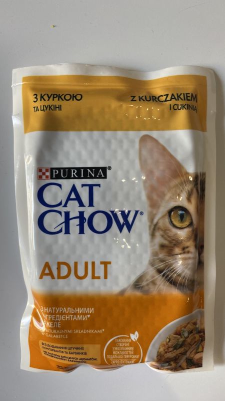 Вологий корм для котів Purina Cat Chow Adult з куркою та цукіні Вологий корм для котів Purina Cat Chow Adult з куркою та цукіні