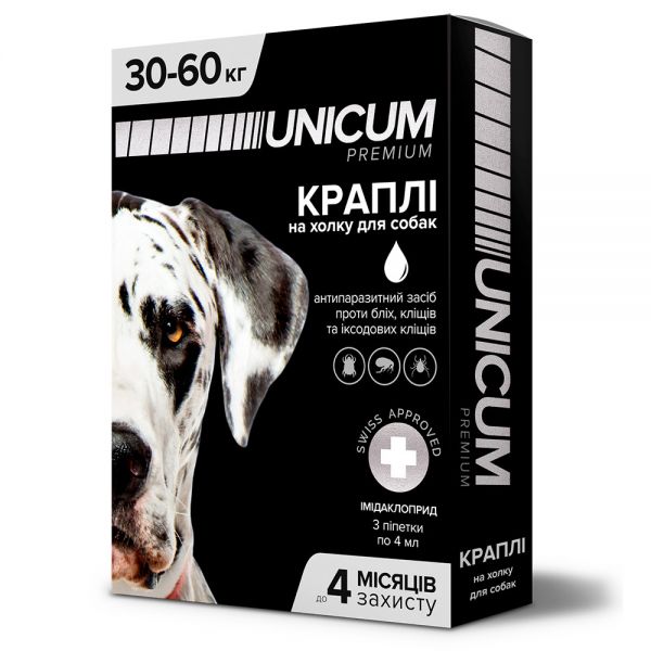 Краплі Unicum Premium від бліх і кліщів для собак 30-60 кг