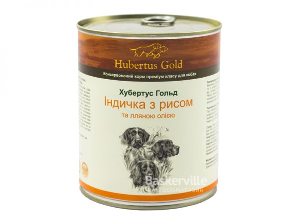Консервований корм для собак Hubertus Gold, індичка з рисом та лляною олією