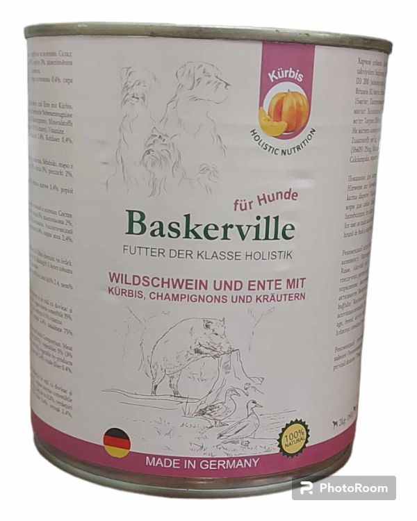 Вологий корм для Baskerville Holistic Кабан та качка з гарбузом та зеленню для собак