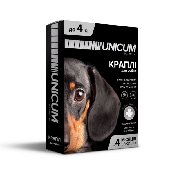 Unicum PREMIUM краплі від бліх та кліщів для собак 0-4 кг