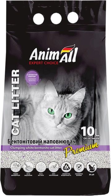 Наповнювач для котів AnimAll бентонітовий з ароматом лаванди (10 л)