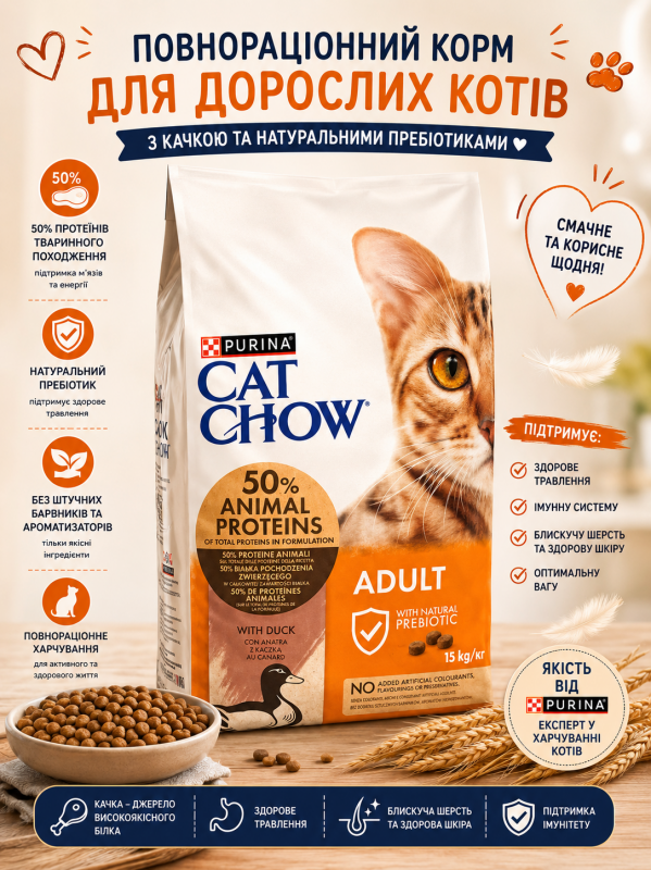 Сухий корм Cat Chow Adult з качкою для дорослих котів