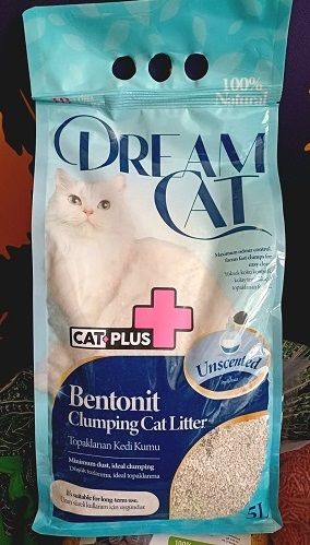 Бентонітовий наповнювач Dream Cat Unscented для котячого туалету (без запаху), 5 л