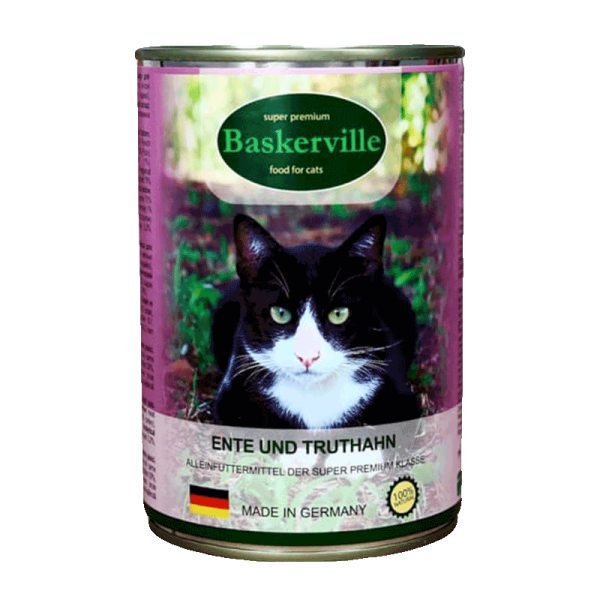 Консервований корм для котів Baskerville, качка з індичкою 400 г