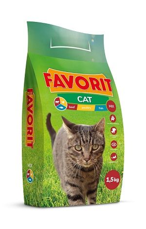Сухий корм для котів Favorit Mix з птахом, яловичиною та рибою