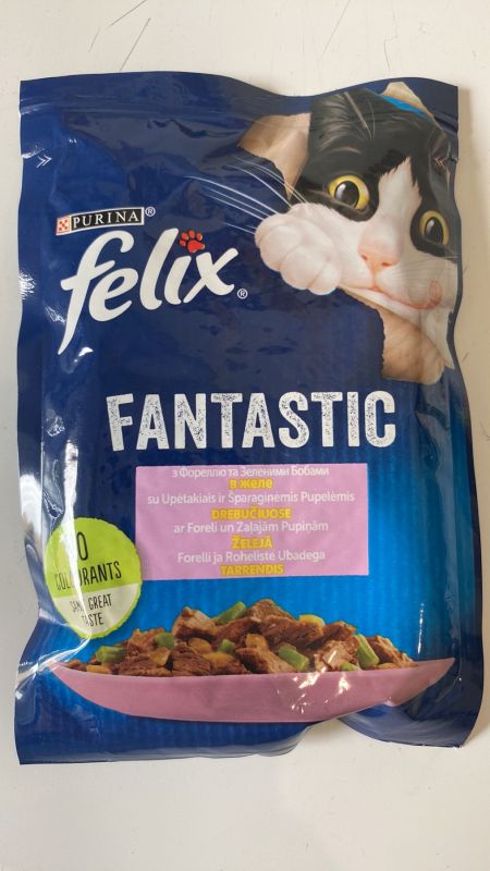 Вологий корм Felix Fantastic для котів з фореллю та зеленими бобами Вологий корм Felix Fantastic для котів з фореллю та зеленими бобами
