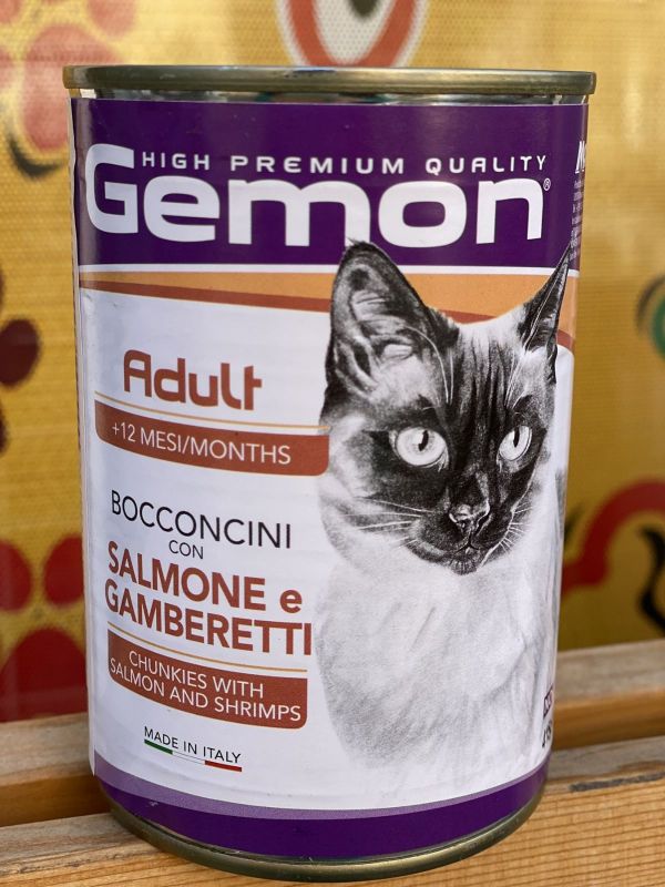 Вологий корм для котів GEMON CAT WET Adult з лососем та креветками