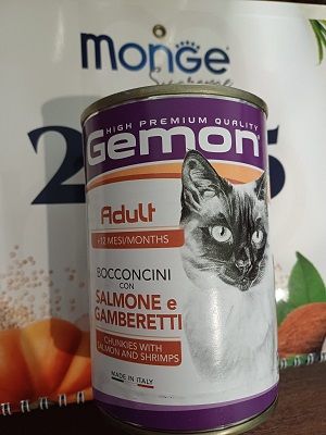 Вологий корм для котів Gemon Cat Wet Adult Chunkies з лососем та креветкою
