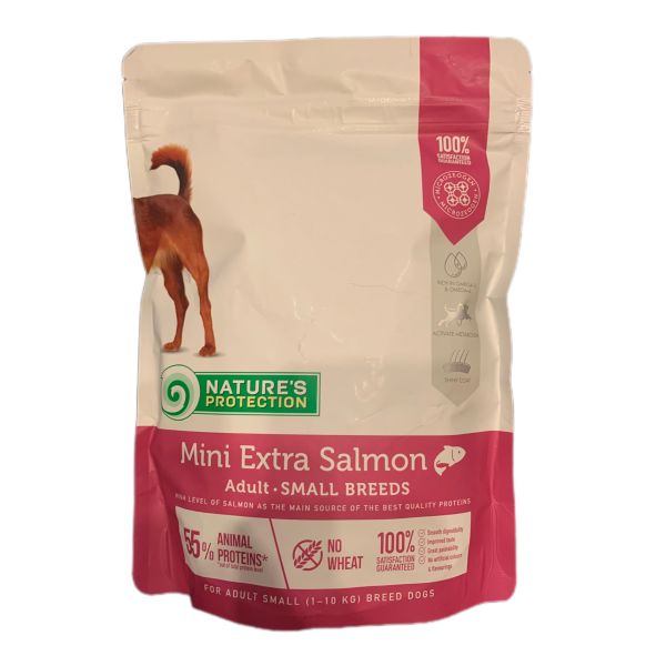 Сухий корм Mini Extra Salmon для дорослих собак малих порід Nature's protection, з лососем