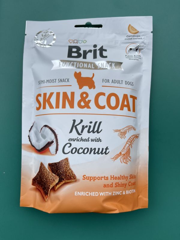 Смаколик для собак Brit кріль+кокос  (skin & coat Krill) 150 грам
