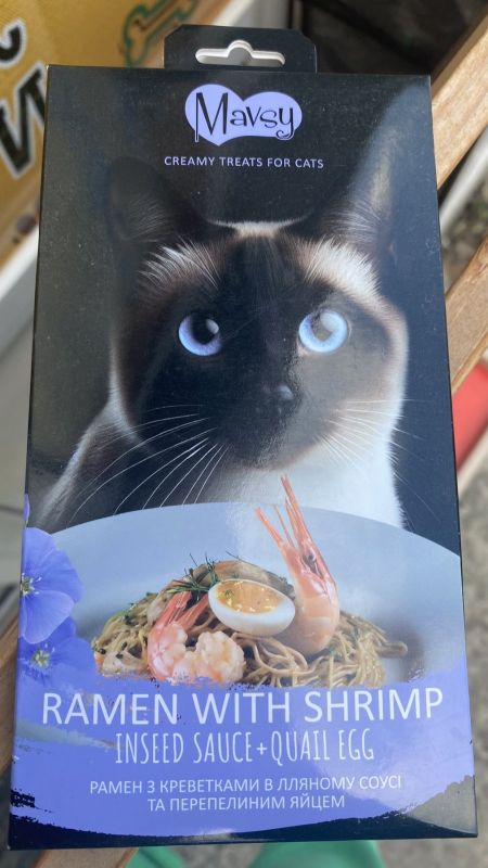 Ласощі для котів кремові Mavsy Ramen with Shrimp
