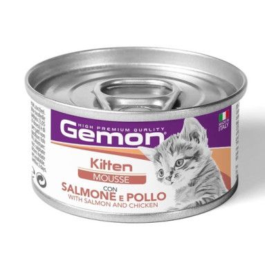 Мус для кошенят Gemon Kitten Mousse з лососем та куркою, 85 г