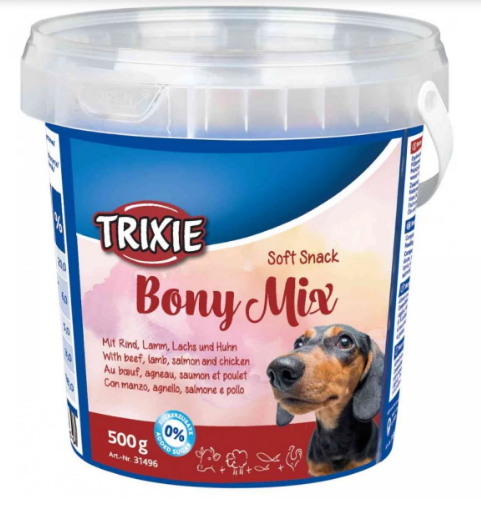 Суміш ласощів Trixie BonyMix для собак, яловичина, ягня, лосось та курка