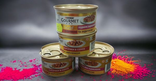 Шматочки у підливці Gourmet Gold з качкою та індичкою, консервований корм для дорослих котів