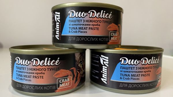 Вологий корм для котів AnimAll Duo Delice з тунцем та крабом Вологий корм для котів AnimAll Duo Delice з тунцем та крабом