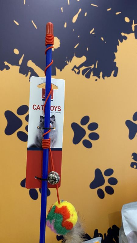 Іграшка для котів Nunbell Вудочка М’яч з пір’ям та дзвіночком Іграшка для котів Nunbell Вудочка М’яч з пір’ям та дзвіночком
